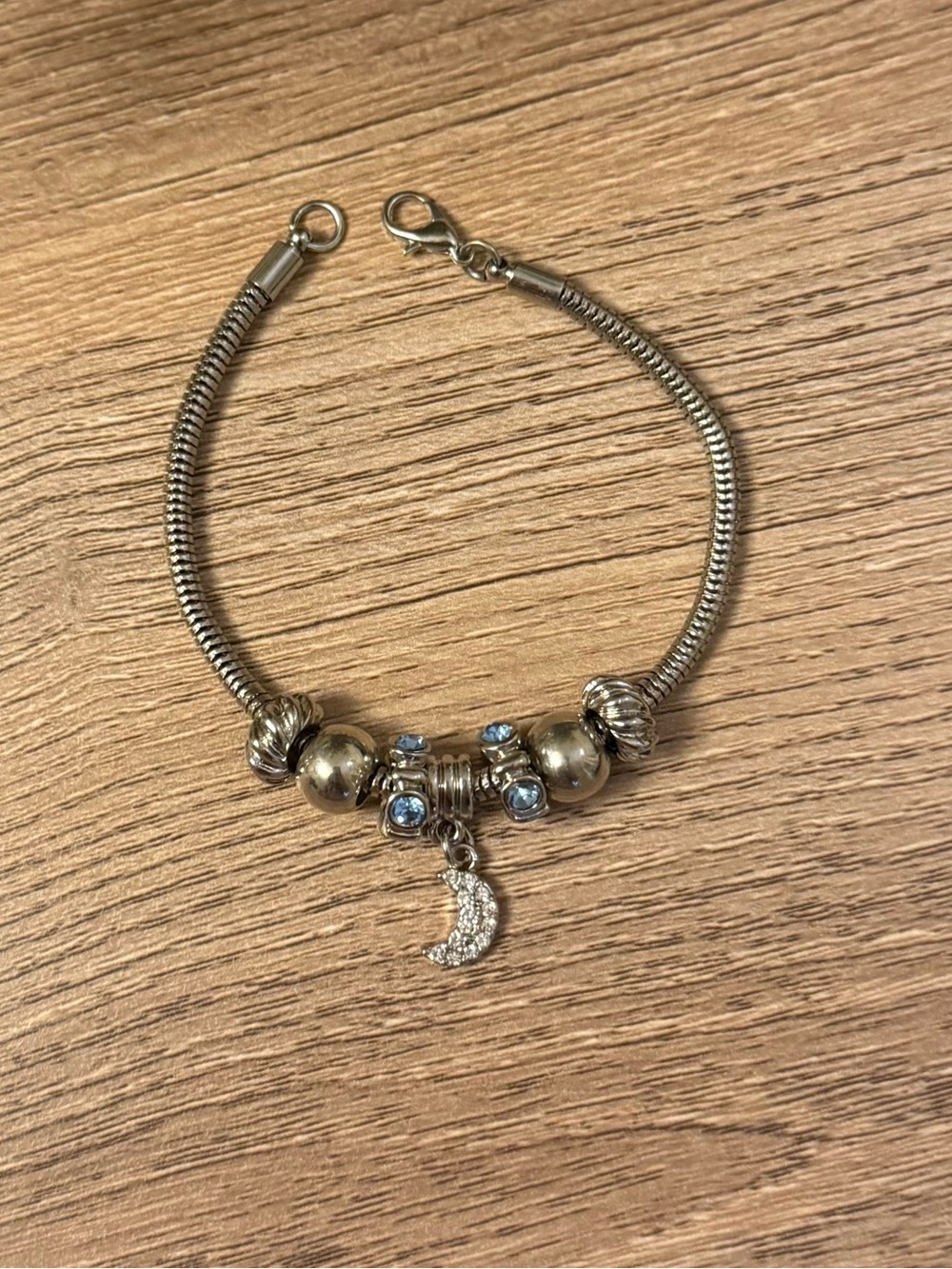 Silver Toned Moon Charm Bead Bracelet - Women Jewelry